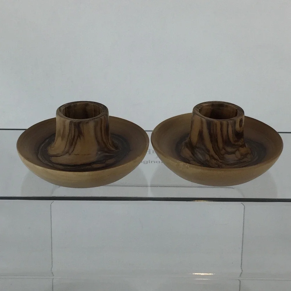 Handmade Wood Tapered Candle Holders 2.5